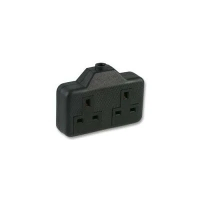 PRO ELEC - 0139-BK - Verlängerung Buchse Gummi 2 Gang 13A Schwarz - Image 1 of 2