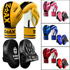 Junior Focus Pads + Boxing Gloves Set Punching Training Sparring Kids 4,6,8 OZ