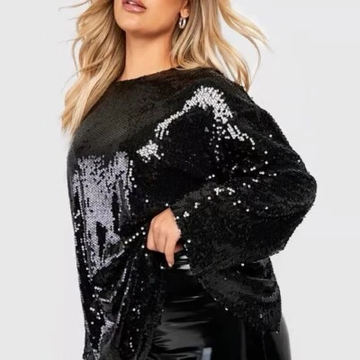 Top Boohoo Lentejuelas Espalda Abierta EE. UU. Talla 14 - @ Foto 1 de 4