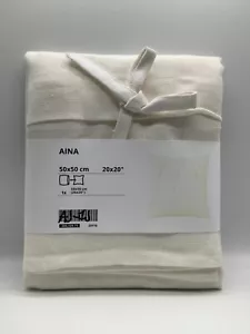 Ikea AINA 20"x20" weiß Kissen Kissenbezug 100% Leinen mit Bändern zum Binden 305.129.71 - Bild 1 von 2