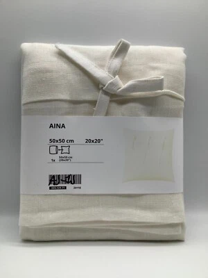 Ikea AINA 20"x20" White Pillow Cushion Cover 100% Linen w/Ribbons Tie 305.129.71 - Image 1 of 2