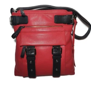 NWT TANO Rojo y Marrón Oscuro (Negro) Ribete Cuero 6172 Bolso - Imagen 1 de 6