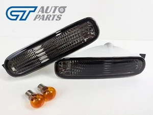 Black Front Bumper indicator Signal Lights for 93-95 Nissan S14 200SX Silvia S1 - Picture 1 of 4