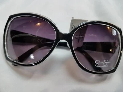 NUEVO CON ETIQUETAS Jessica Simpson Gafas de sol cuadradas ojo de gato negras y transparentes J5234 Foto 1 de 4