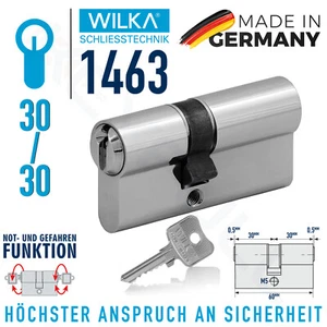 WILKA 30/30 N+G Türzylinder Schließzylinder Doppelzylinder bis 100 Schlüssel - Picture 1 of 29
