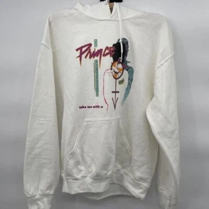 Prince Hoodie Erwachsene Medium weiß Pullover Sweatshirt Revolution Tour Take Me With - Bild 1 von 3