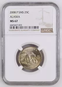 2008 P Alaska State Quarter SMS NGC MS67 - 25c Satin MS 67 - Picture 1 of 2