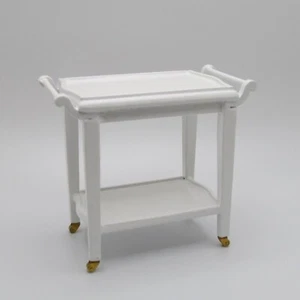 Dollhouse Miniature Wood Serving Cart in White T2671 - Picture 1 of 3