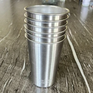 Klean Kanteen Brushed Stainless Steel Pint Cups Set Of 6 Excellent Condition - Picture 1 of 4