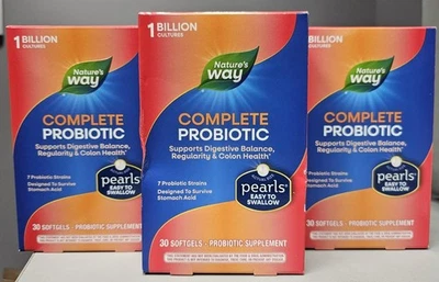 3 X Perlas PROBIÓTICAS COMPLETAS NATURE'S WAY 30 Cápsulas Blandas/ea caducidad 8/2026 Foto 1 de 2