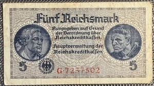 ALLEMAGNE BILLET DE 5 REICHSMARK PÉRIODE NAZIE (BILL 200) - Picture 1 of 4
