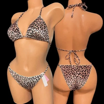 Conjunto de bikini triángulo de terciopelo de natación Victoria's Secret y parte inferior brasileña mediano Foto 1 de 4