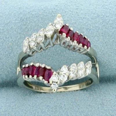 2Ct Marquise Cut Lab Created Diamond Ruby Engagement Ring 14K White Gold Plated - Image 1 of 4