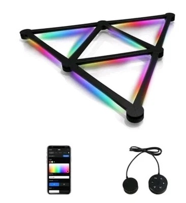 Luci da parete LED intelligenti sincronizzazione musicale controllo vocale barra luminosa RGB 9 pezzi nero.....289 - Immagine 1 di 4