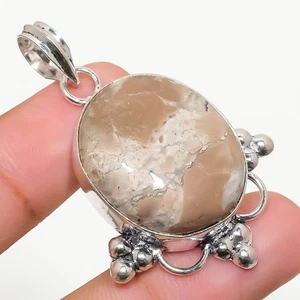 Dendrite Opale Gemma Fatto a Mano 925 Sterling Argento Ciondolo Gioielli - Foto 1 di 5