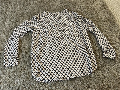 Merona Womens White Black Pink Geometric Pattern Blouse Shirt Size XXL Top Shirt Foto 1 de 3