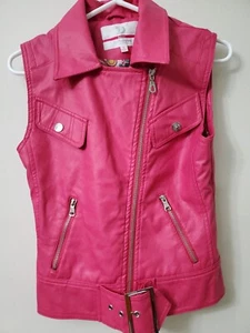 Dollhouse Leather Pink Jacket Girls Size Small Full Zip - Picture 1 of 10
