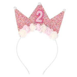 2nd Birthday Decorations for Girl - Headband Crown, Glitter Hair 2nd Headband - Picture 1 of 8