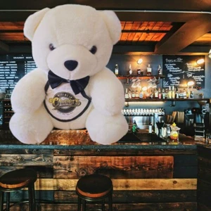 RARE: 1994 BOSTON CHEERS BAR TV SHOW White Stuffed Animal Plush Teddy Bear w/Tag - Picture 1 of 2