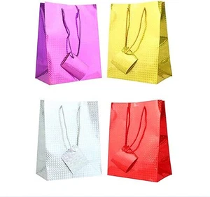 Bolsas de regalo holográficas medianas/grandes de talón - paquete de 12 colores surtidos - Imagen 1 de 3