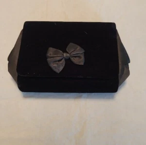 VTG Towanny Purse Black Satin Clutch Bag Crossbody Strap Bow Magnetic Snap Close - Picture 1 of 6