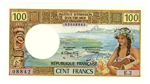 Tahiti … P-23a … 100 Francs … ND (1971) …  Choice *XF*😉  Sign # 1 - Picture 1 of 2