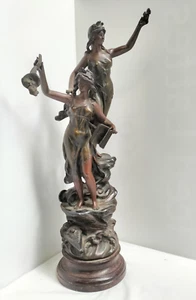 Stunning Antique Bronzed Sculpture Progres Industriel after Ernest Rancoulet -AF - Picture 1 of 19