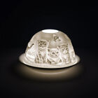 Porzellan Teelicht Kerzenhalter Kuppel, Kätzchen Design, für Katzenliebhaber, Geschenkbox