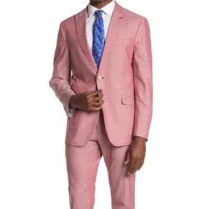 THE SAVILE ROW Sloane Red Chambray Cotton Slim Suit Jacket Blazer 40 R Nordstrom - Picture 1 of 2