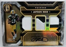 2023 Panini Gold Standard Jayden Reed /49 RPA 🔥 3 Color Tripple Patch