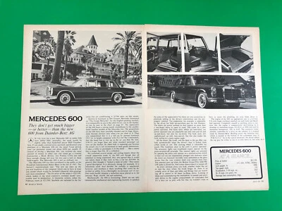 1965 MERCEDES BENZ 600 ORIGINAL PRINT AD 5 PAGE ROAD TEST PRINTED - Image 1 of 3