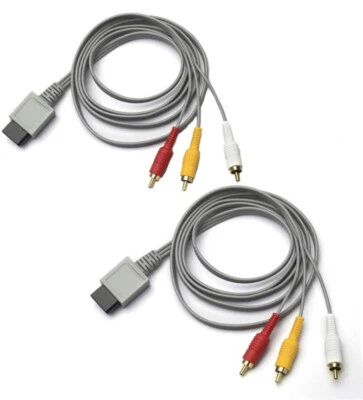 2 Pack - Audio Video AV Composite 3 RCA Cables FOR Nintendo Wii - New - Image 1 of 4