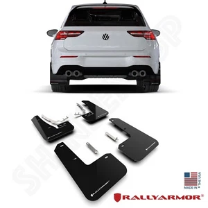 Rally Armor UR Black Mud Flaps w/ White Logo for 2022-2025 VW MK8 GTI & Golf R - Picture 1 of 3