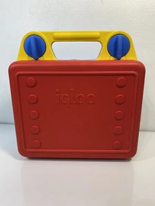 Vintage 90s IGLOO -Kid School Plastic Lunch Box Red Blue Yellow RETRO NO thermos - Picture 1 of 5