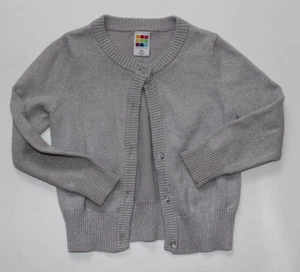Girls HEALTHTEX Gray Silver Metallic Cardigan Sweater Size 4T - Picture 1 of 2