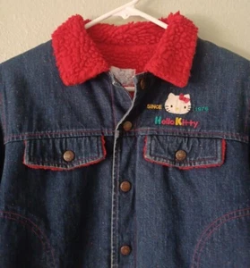 Vintage kids Hello Kitty Sugarland Red Sherpa Denim   Jacket Japan RARE As-Is  - Picture 1 of 19