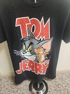 Tom and Jerry Mens Shirt Size Medium Short Sleeve Red Dots - Picture 1 of 5