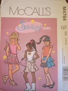 McCall's Sewing Pattern M4764 SASSY GIRL'S TOPS & SKIRT size 7-8-10 UC/FF (2005) - Picture 1 of 5