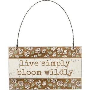 Live Simply Bloom Wildly Rustic Slat Wood Floral Ornament Primitives By Kathy - Picture 1 of 1