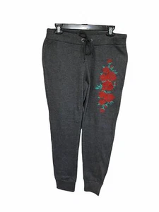 Messy Bun Just Chilling Women's Jogger Pants Roses Embroiled on the Left Size L - Picture 1 of 6