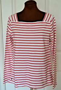Jules Women's Matilde Size 12 White/Red Stripe Long Sleeved Top - Picture 1 of 3