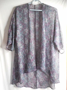 Lularoe Größe S transparentes Bohemian Overlay blau türkis lila Paisley Medaillons - Bild 1 von 4
