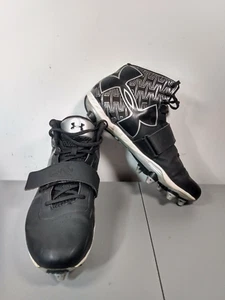 Under Armour Men's Football Cleats C1N 1264317-001 Black White Size 12 Shoes - Picture 1 of 11