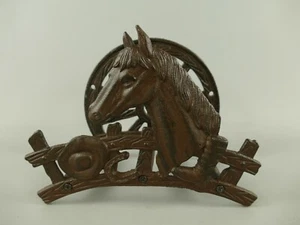 Gartenschlauchhalter Wasserschlauchhalter Gusseisen Eisen Antik Pferdekopf braun - Bild 1 von 5