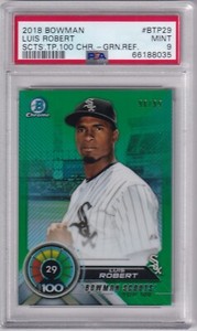 LUIS ROBERT -- 2018 BOWMAN CHROME SCOUTS' TOP 100 -- GREEN REFRACTOR -- PSA 9