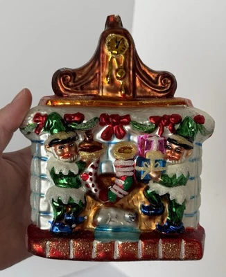 CHRISTOPHER RADKO 1996 'ON ELFIN EVE' CHIMENEA CORONA GATO VIDRIO SOPLADO ADORNO Foto 1 de 4