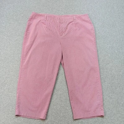 Pantalones Capri Merona WMNS TALLA 20W Rojo Blanco Rayas Imitación Bolsillo Trasero Cintura Alta Recortados Foto 1 de 4