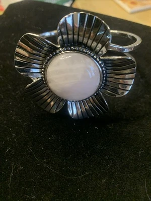 Hermosa pulsera de plata de cuarzo rosa de plata de ley 925 Foto 1 de 2