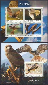 GS1221 2019 MALDIVE FALCHI RAPACI FAUNA #8794-97+BL1417 MNH - Foto 1 di 1