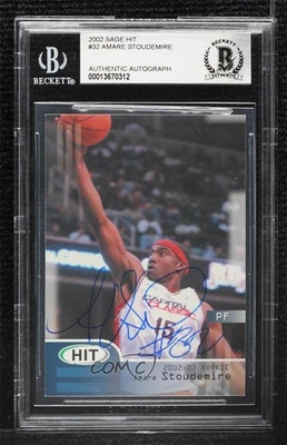 BAS 2002-03 SAGE Hit Amare Stoudemire Amar'e #32 BGS Auténtico Automático Novato RC Foto 1 de 2